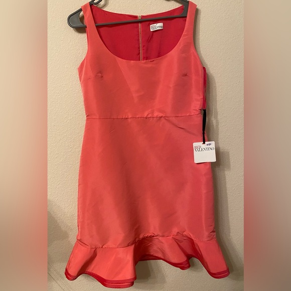 Red Valentino Dress Women Pink Taffeta Ruffle Hem - Picture 2 of 15